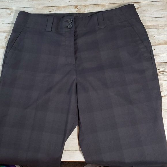 Nike Golf Stretch Dri-Fit Subtle Grey/Black Plaid Pants‎ Size 10 Super Cute! - Picture 2 of 9
